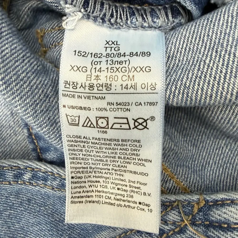 Gap Kids XXL Denim Shortalls Adjustable 30x30 Distressed